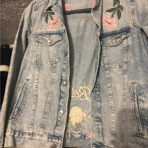 H&M Light Blue Embroidered Jean Jacket